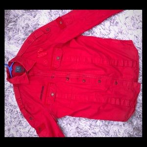 Red Armani exchange button up